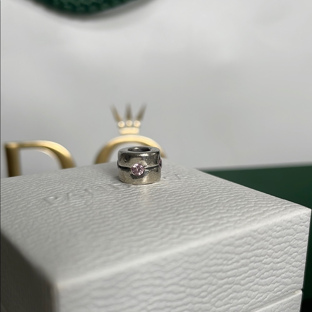 Pandora Pink CZ Threaded Charm RETIRED